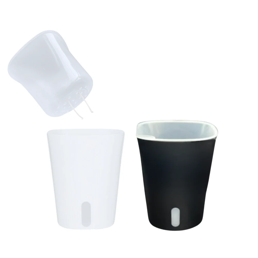 Selbstbewässernder Topf mit transparentem Einsatz für Wurzelkontrolle (Übertopf Farbe:Weiß, Topfdurchmesser in cm:7,5, Höhe in cm:8,5)